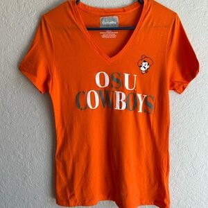 NEW Oklahoma State Cowboys CAPTIVATING Orange V Neck T-Shirt Women’s Small